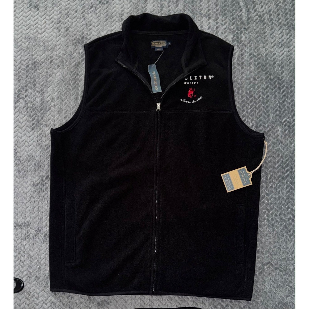 Pendleton Mens Whisky Fleece Jacket Black Full Zip Cowboy Western Sz L NWT